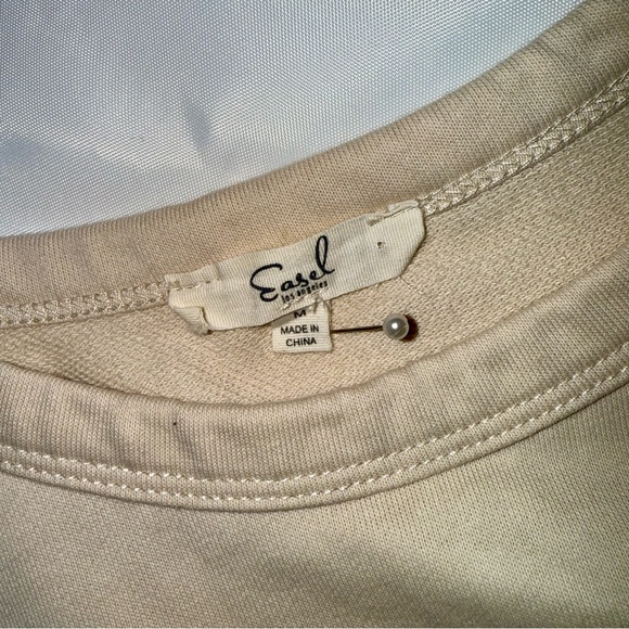 Easel Ladies Med Cream Red Quilted Big Flower Chic BOHO Top‎ Shirt Bell Sleeves - Picture 5 of 7